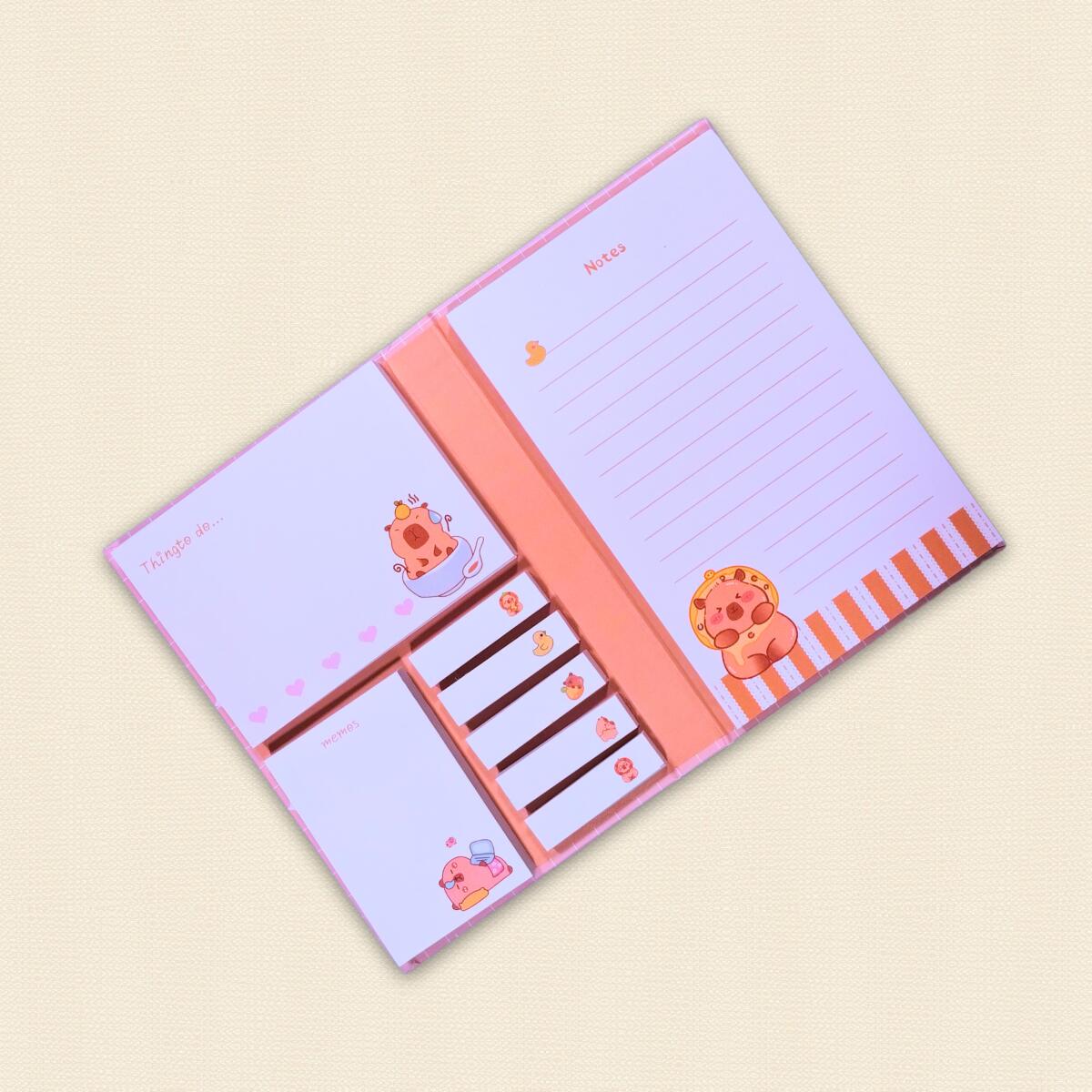 Libreta c/ post it y notas Capybara