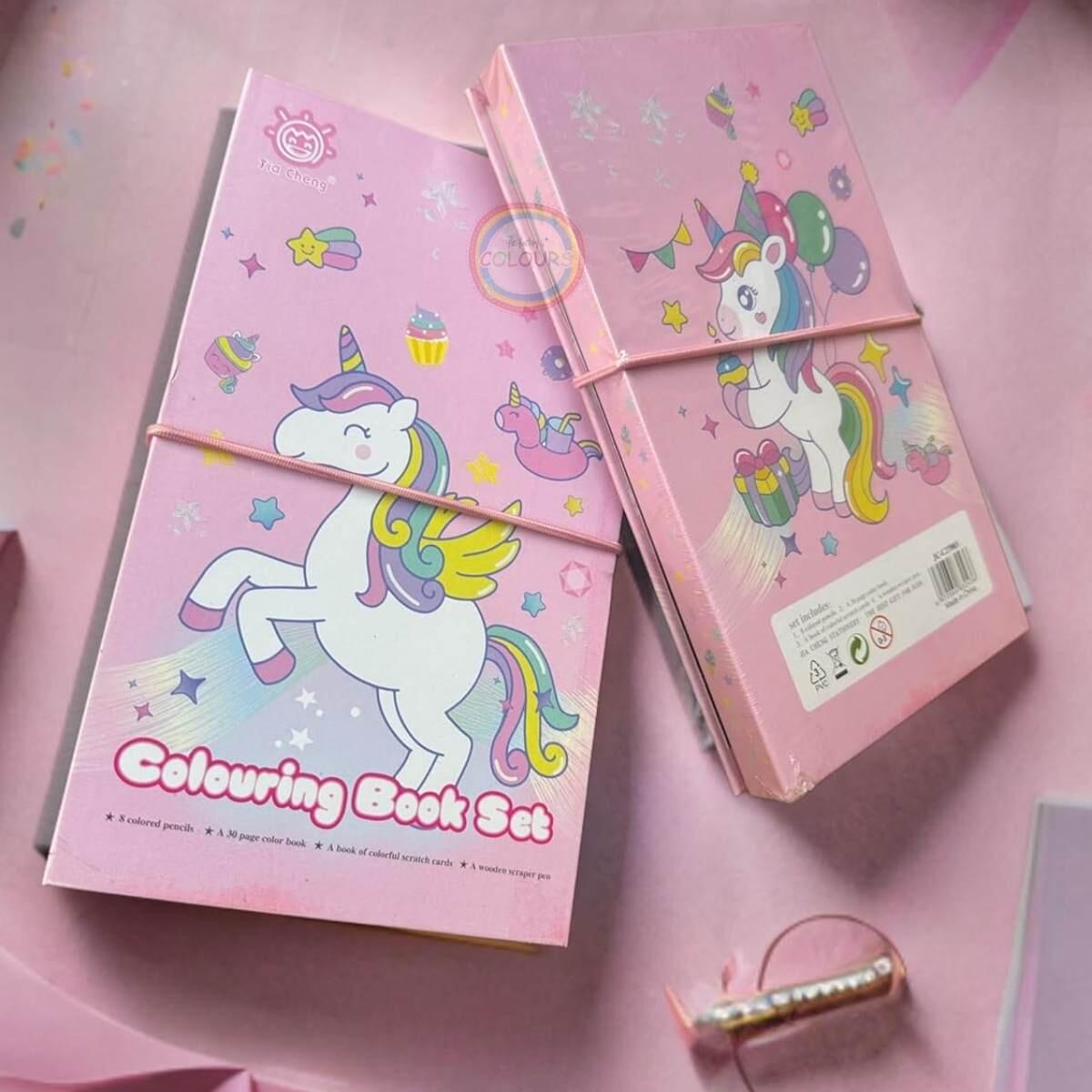 Set para colorear c/10 hojas papel magico, 30 hojas c/diseños y 8 lapices de colores c/elastcio
