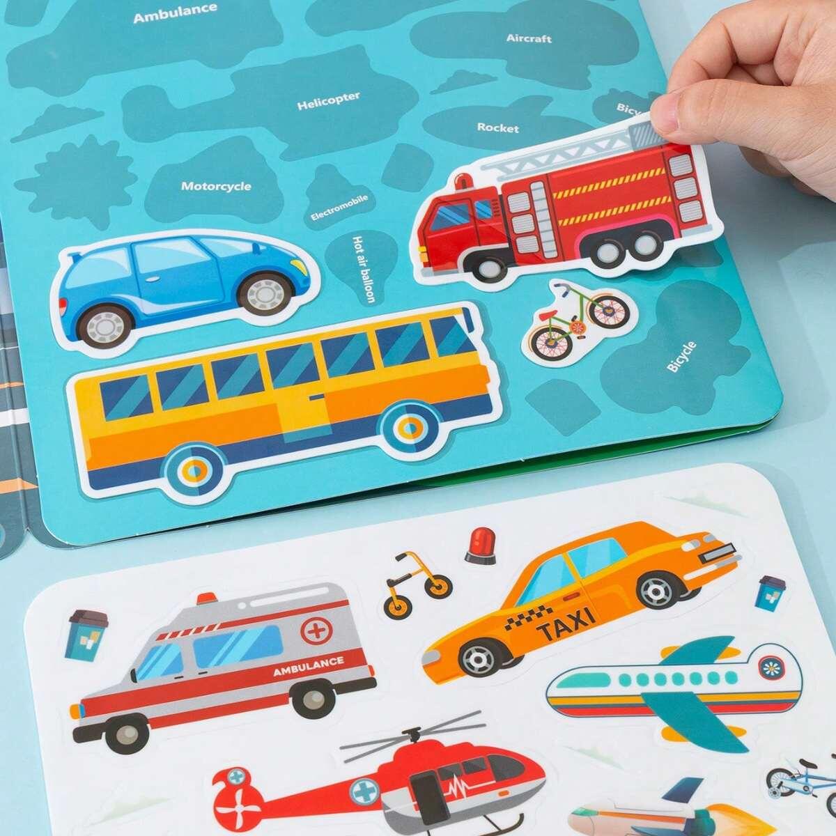 Album Vehiculos + Stickers x 24 reutilizables 