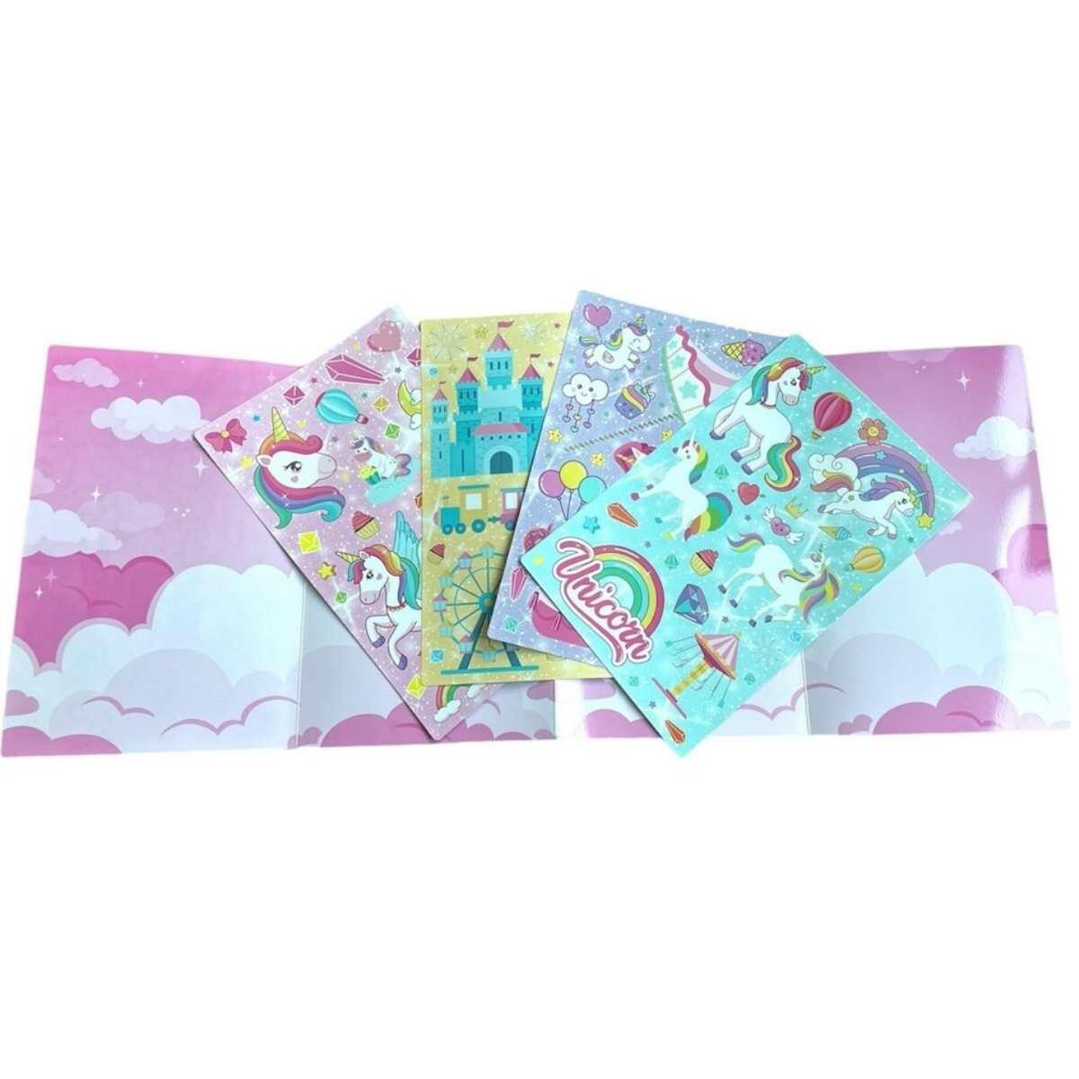 Album x 2 escenarios Unicornio + 4 planchas de Stickers x 25
