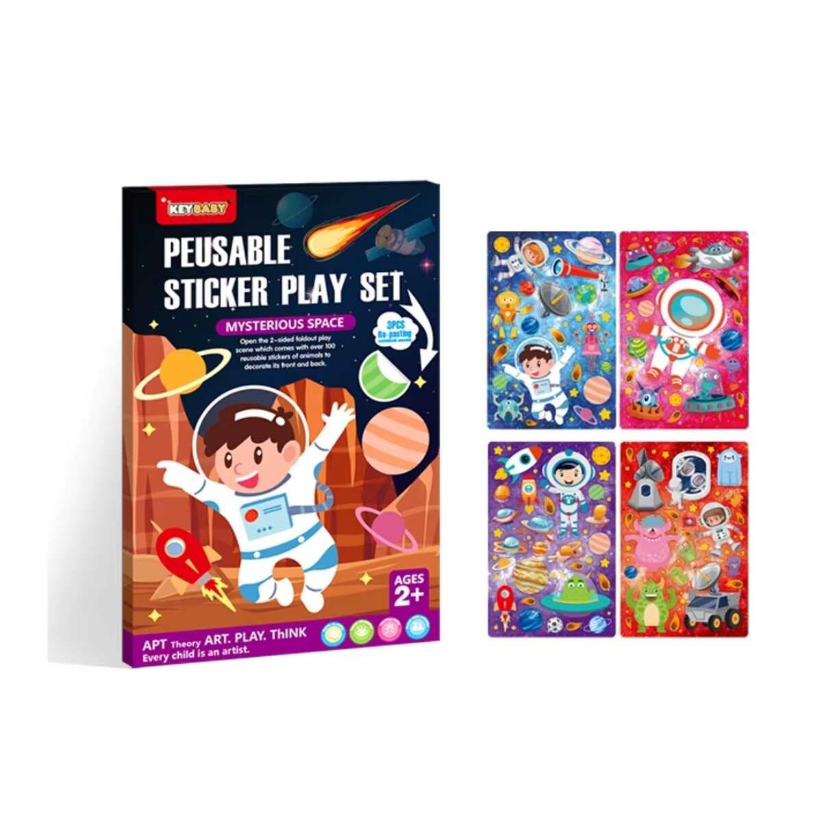 Album x 2 escenarios Astronauta + 4 planchas de Stickers x 25