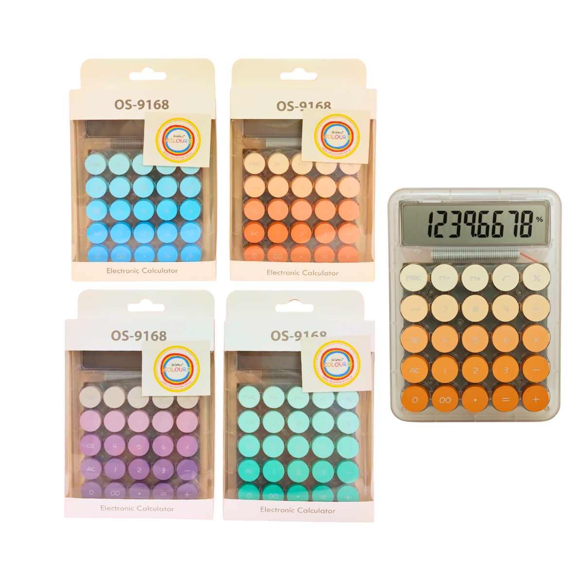 Calculadora solar y pila degrade color pastel - OS-9168