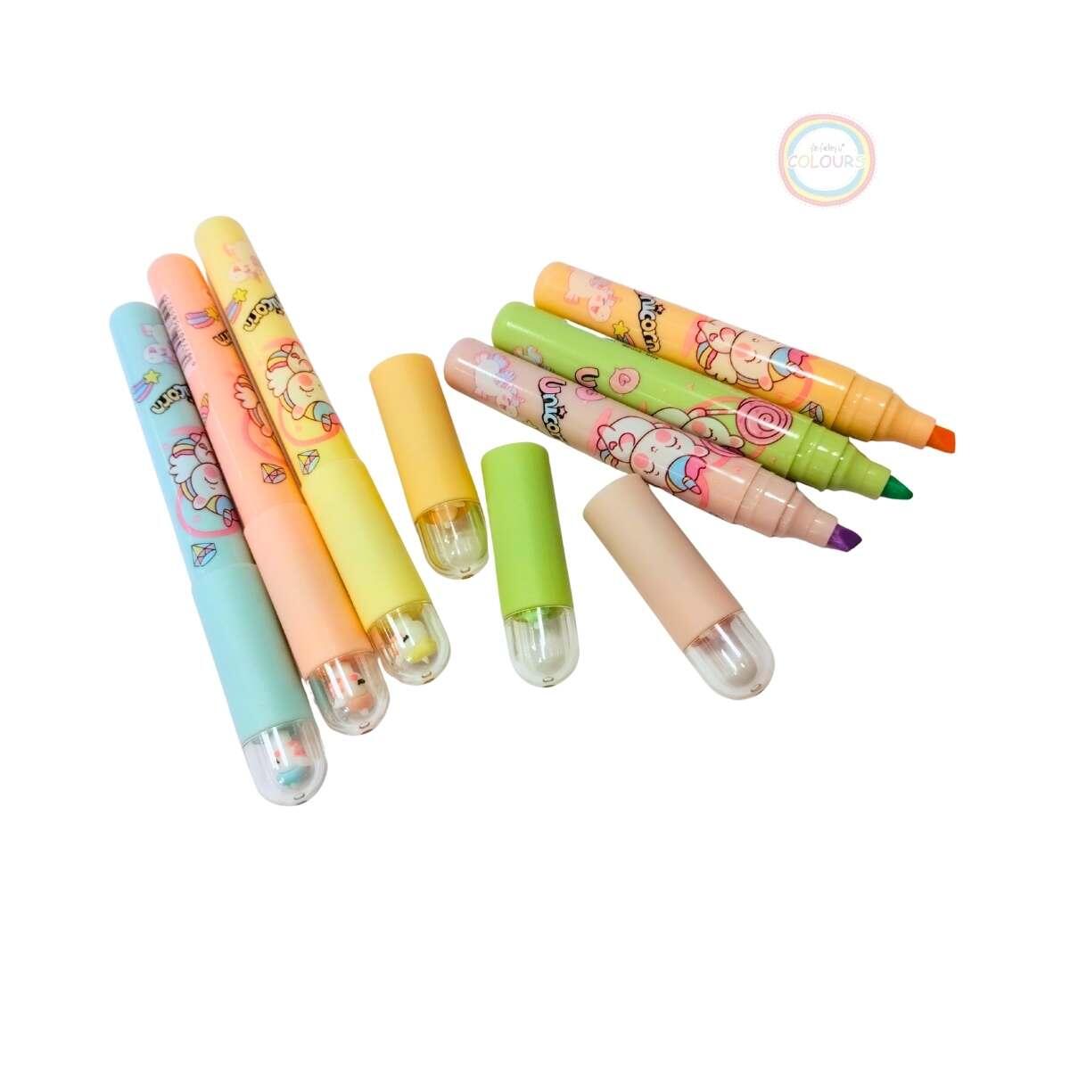 Resaltador Unicornio c/capsula mini y cuerpo estampado