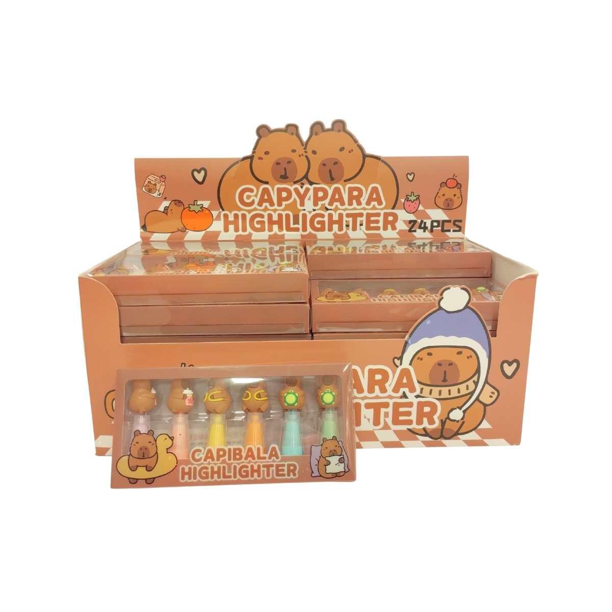 Resaltador Capybara x 6 colores en caja pvc