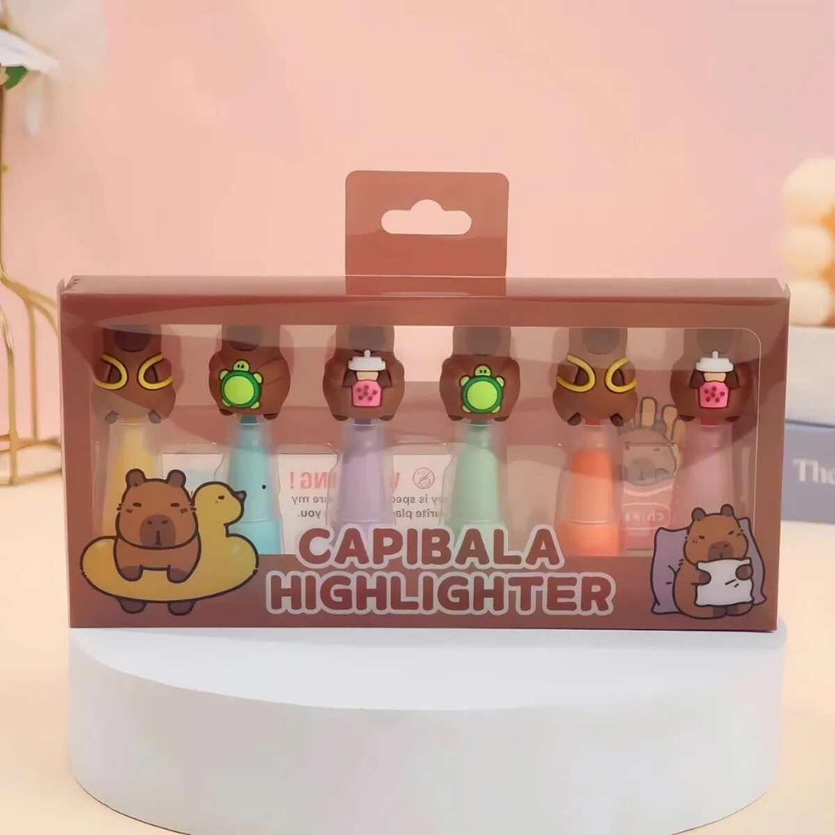 Resaltador Capybara x 6 colores en caja pvc