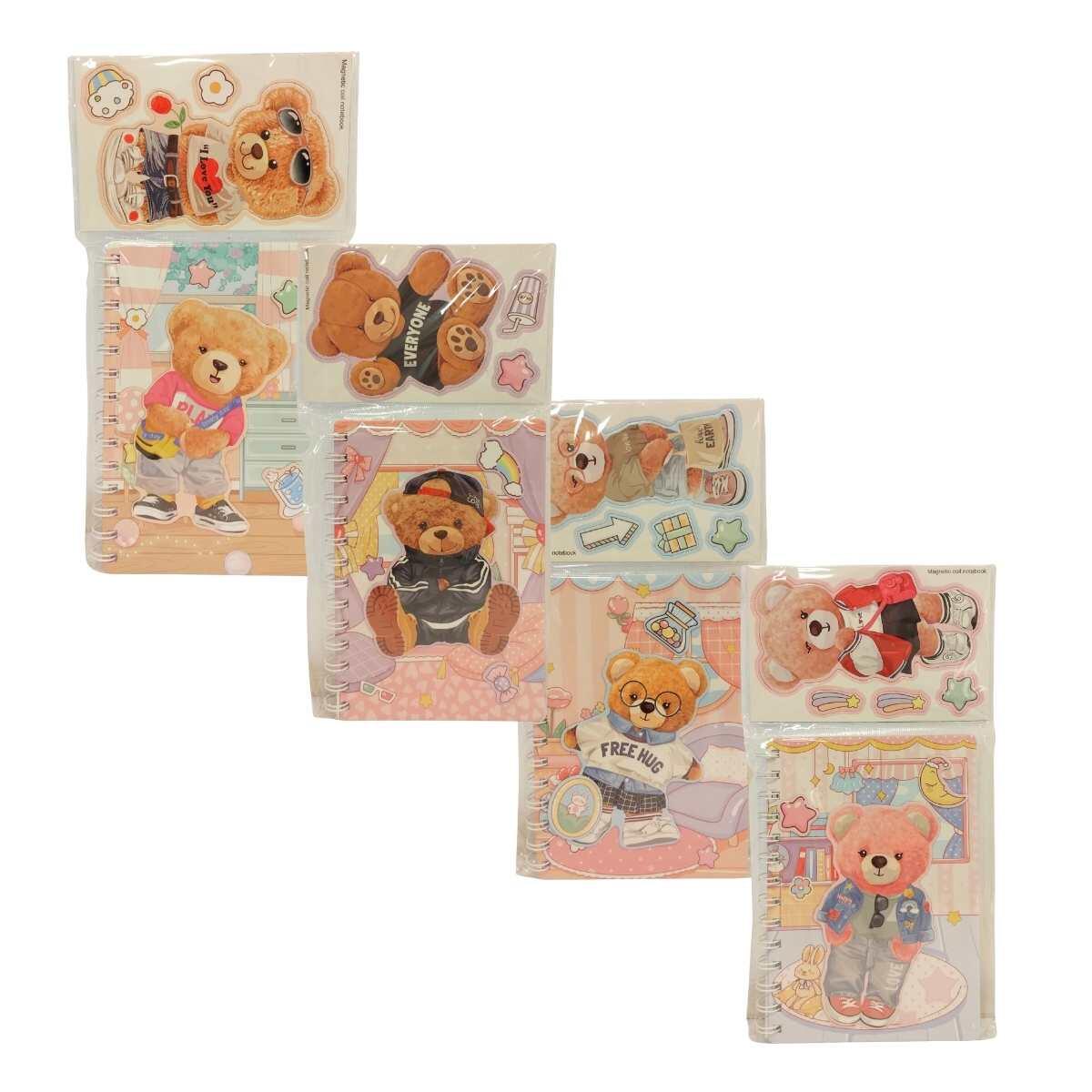 Cuaderno Ositos c/espiral e imanes - 60 hojas rayadas