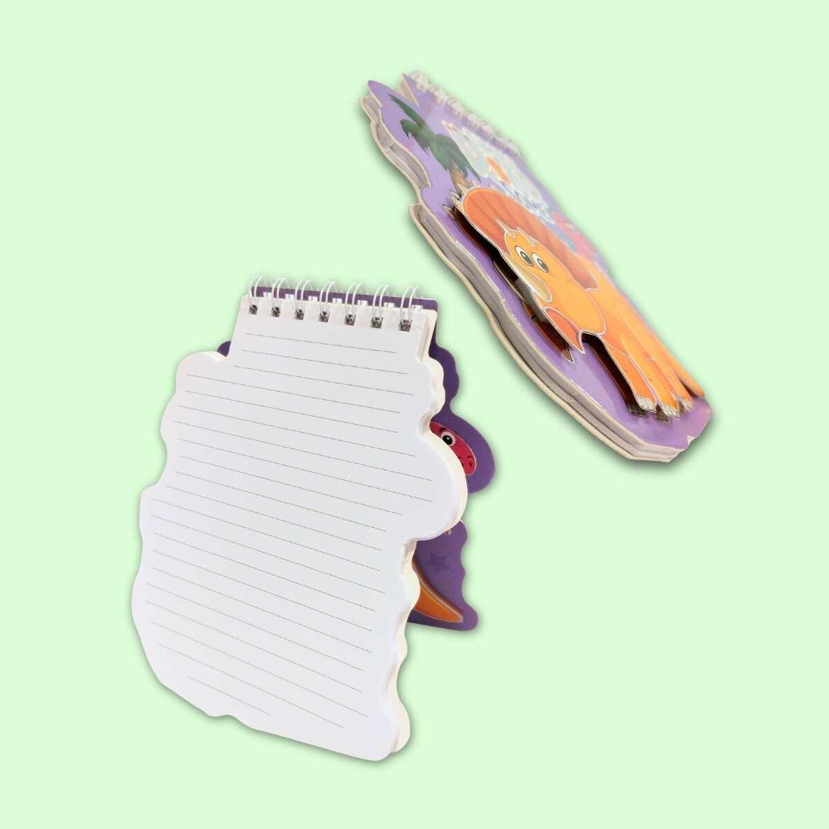 Libreta Dino tapa dura 3D c/espiral - 60 hojas