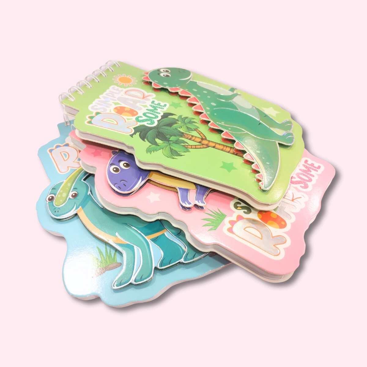 Libreta Dino tapa dura 3D c/espiral - 60 hojas