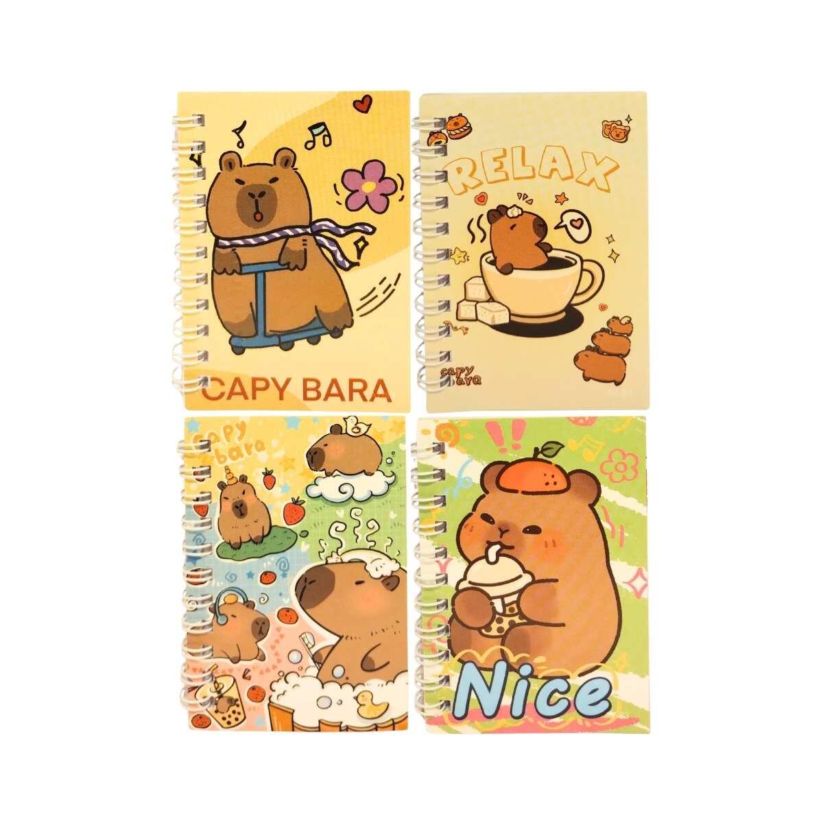 Set mini libretas Capybara c/espiral x 4 - 40 hojas