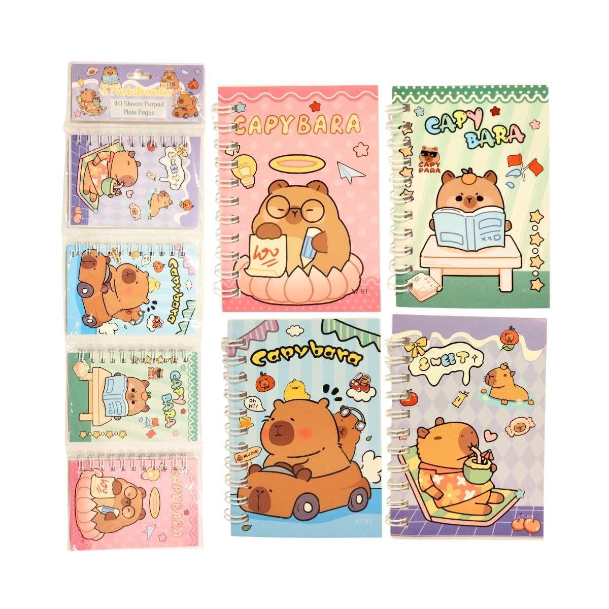 Set mini libretas Capybara c/espiral x 4 - 40 hojas