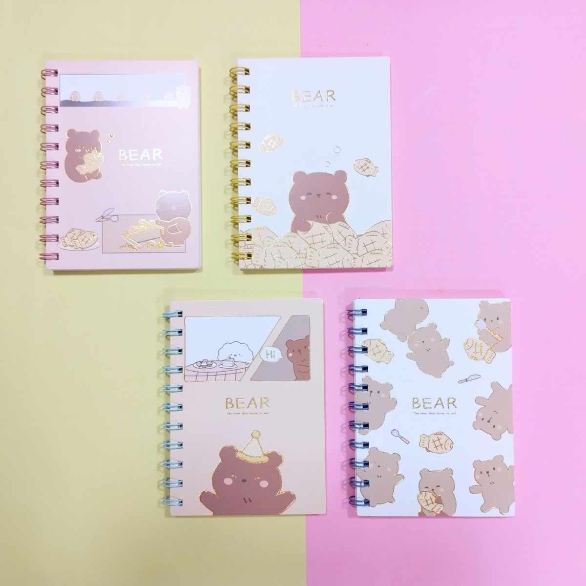 Libreta A6 Ositos c/espiral linea dorada - 80 hojas rayadas