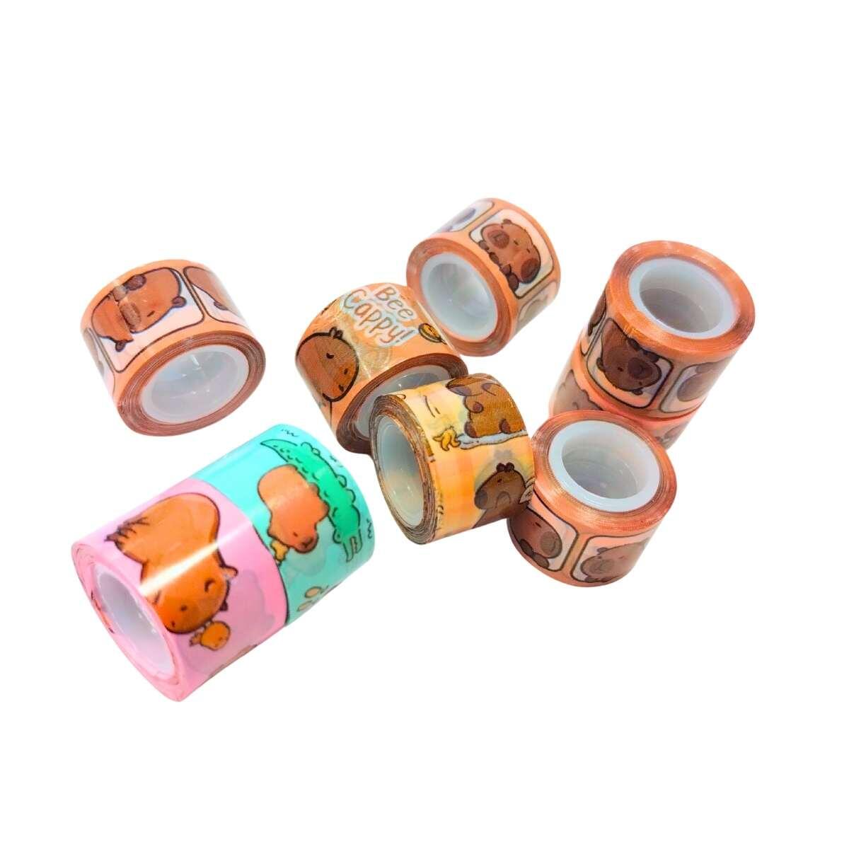 Cinta mini Capybara x 9 + dispenser en blister