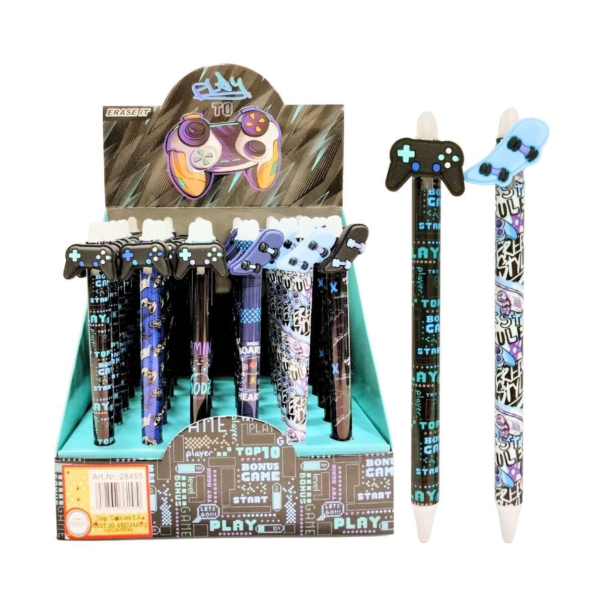 Boligrafo borrable retractil Joystick/Patineta