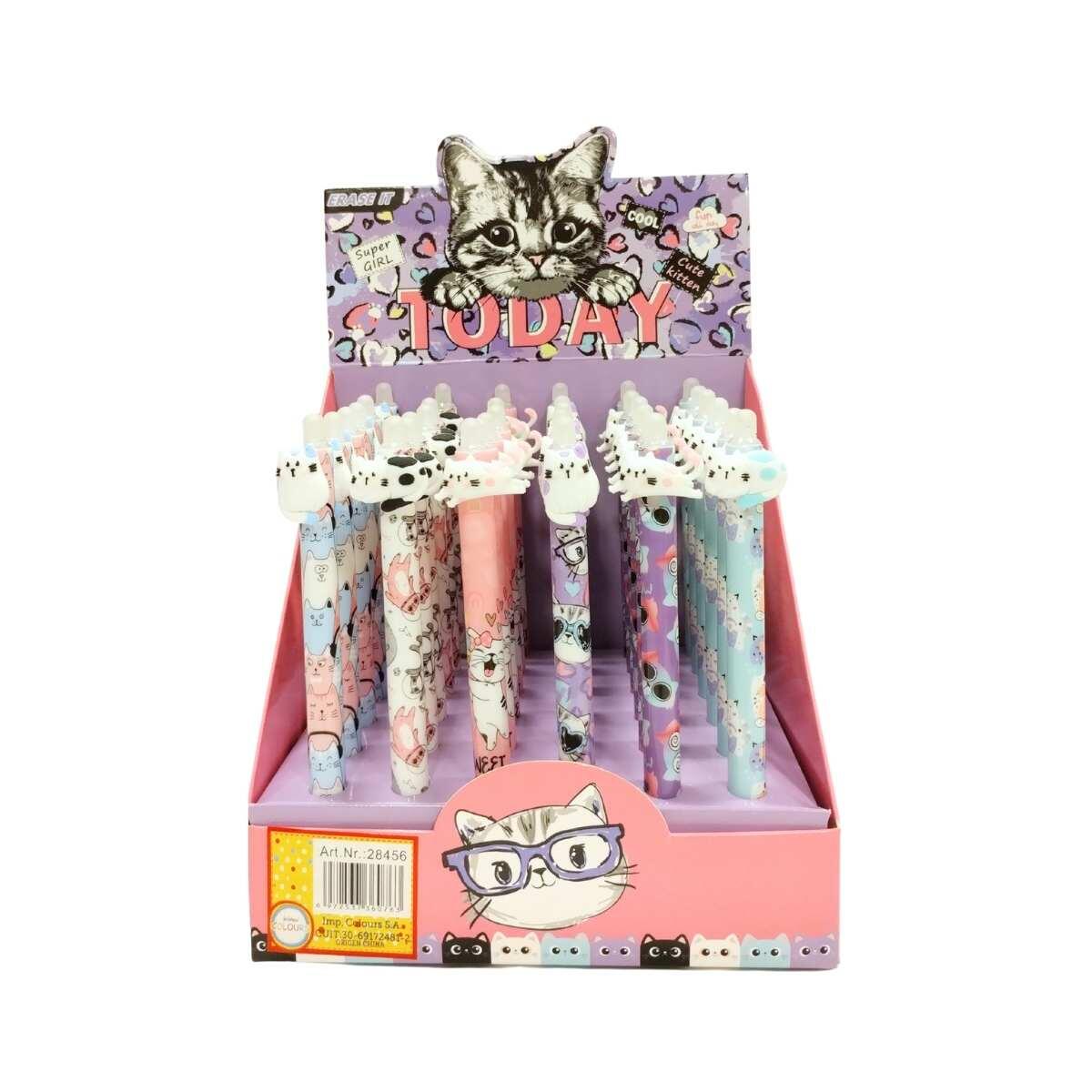 Boligrafo retractil borrable Gatitos