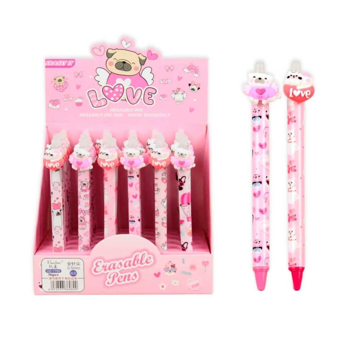 Boligrafo borrable retractil Perritos/Gatitos Love - 0.5mm