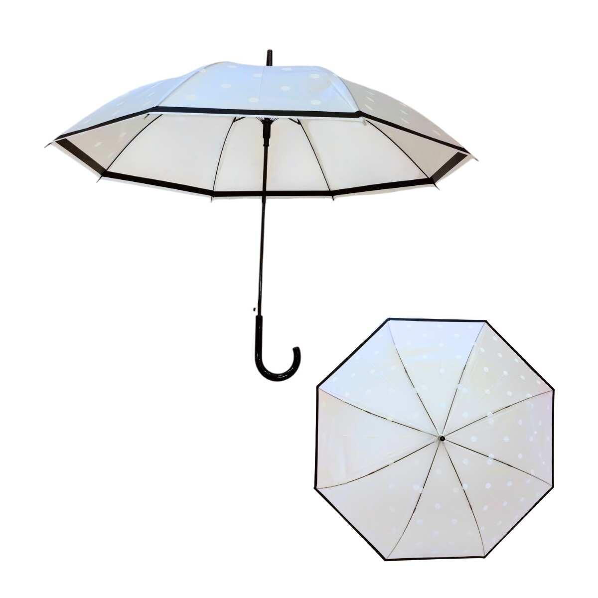 Paraguas transparente c/lunares semiautomatico - 60cm