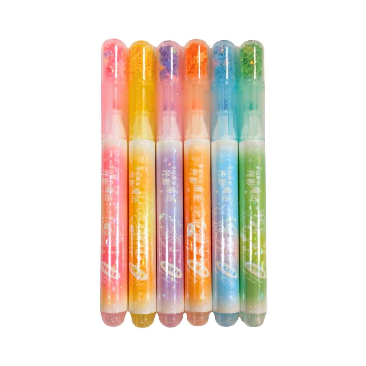 Resaltador x 6 c/confetti en caja pvc