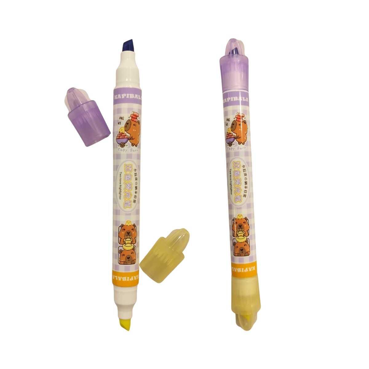 Resaltador Capybara doble color x 3 en caja pvc