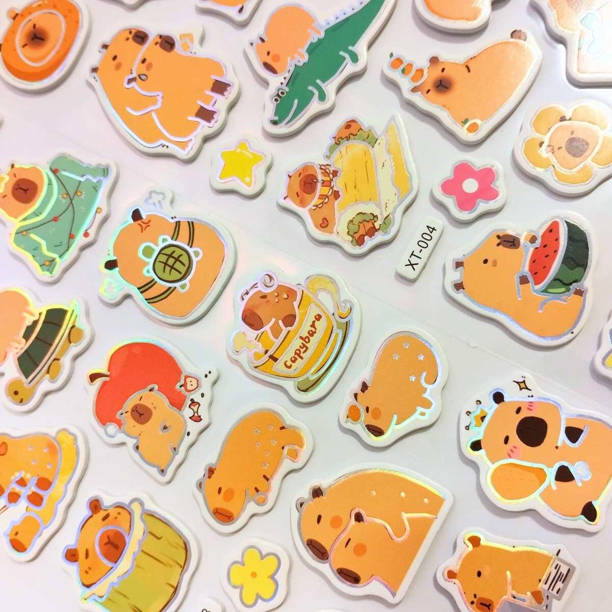 Sticker Capybara goma eva c/ borde holografico