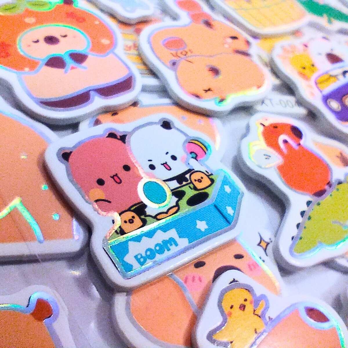 Sticker Capybara goma eva c/ borde holografico