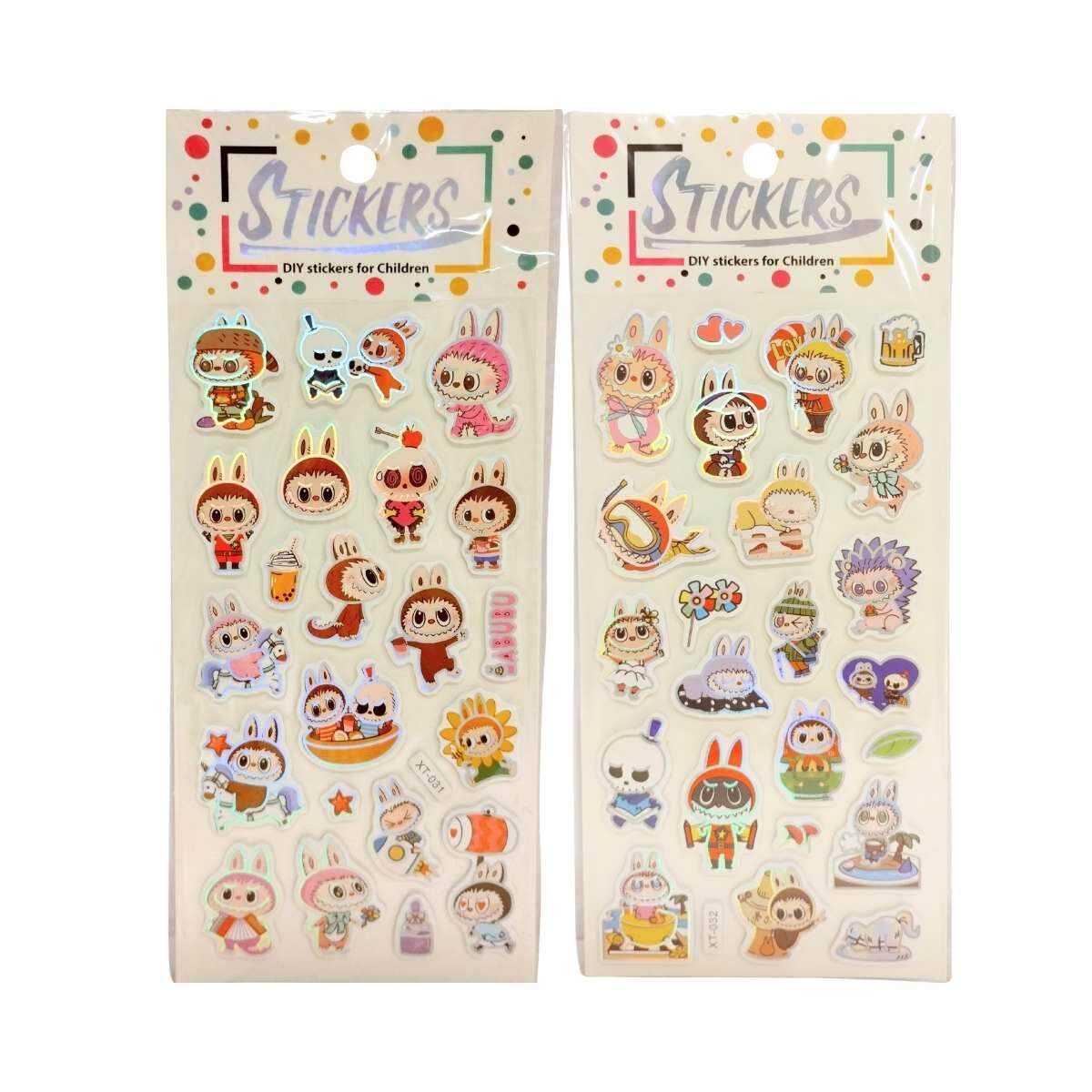 Sticker Labubu goma eva c/ borde holografico