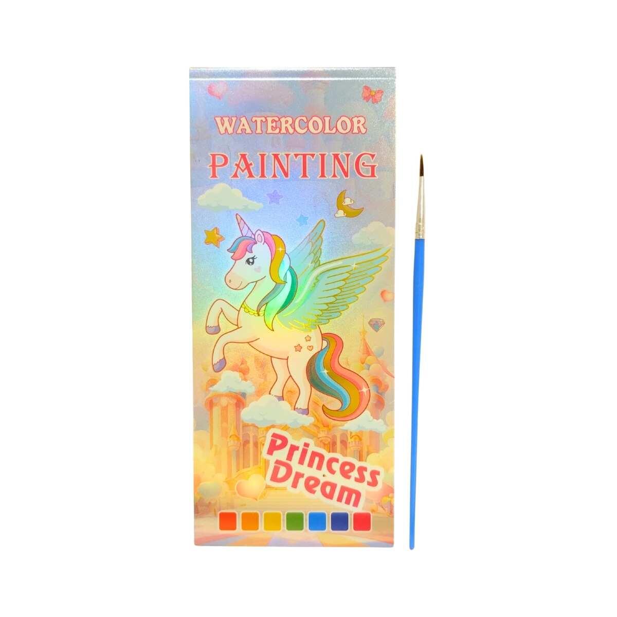 Libro Para Pintar con Acuarela Unicornio Princess Dream x 12 hojas