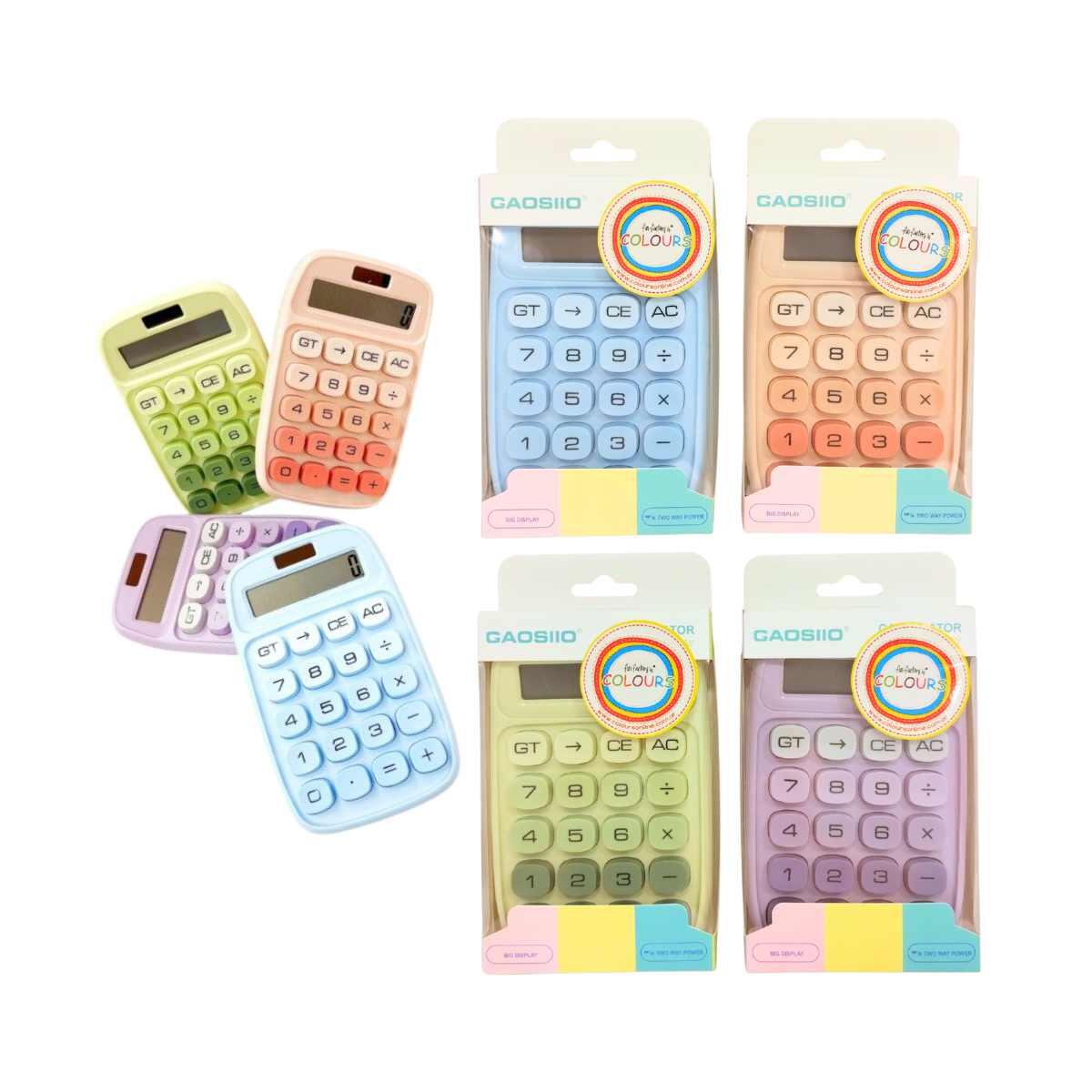 Calculadora solar y pila color pastel degrade - DS - 2820C