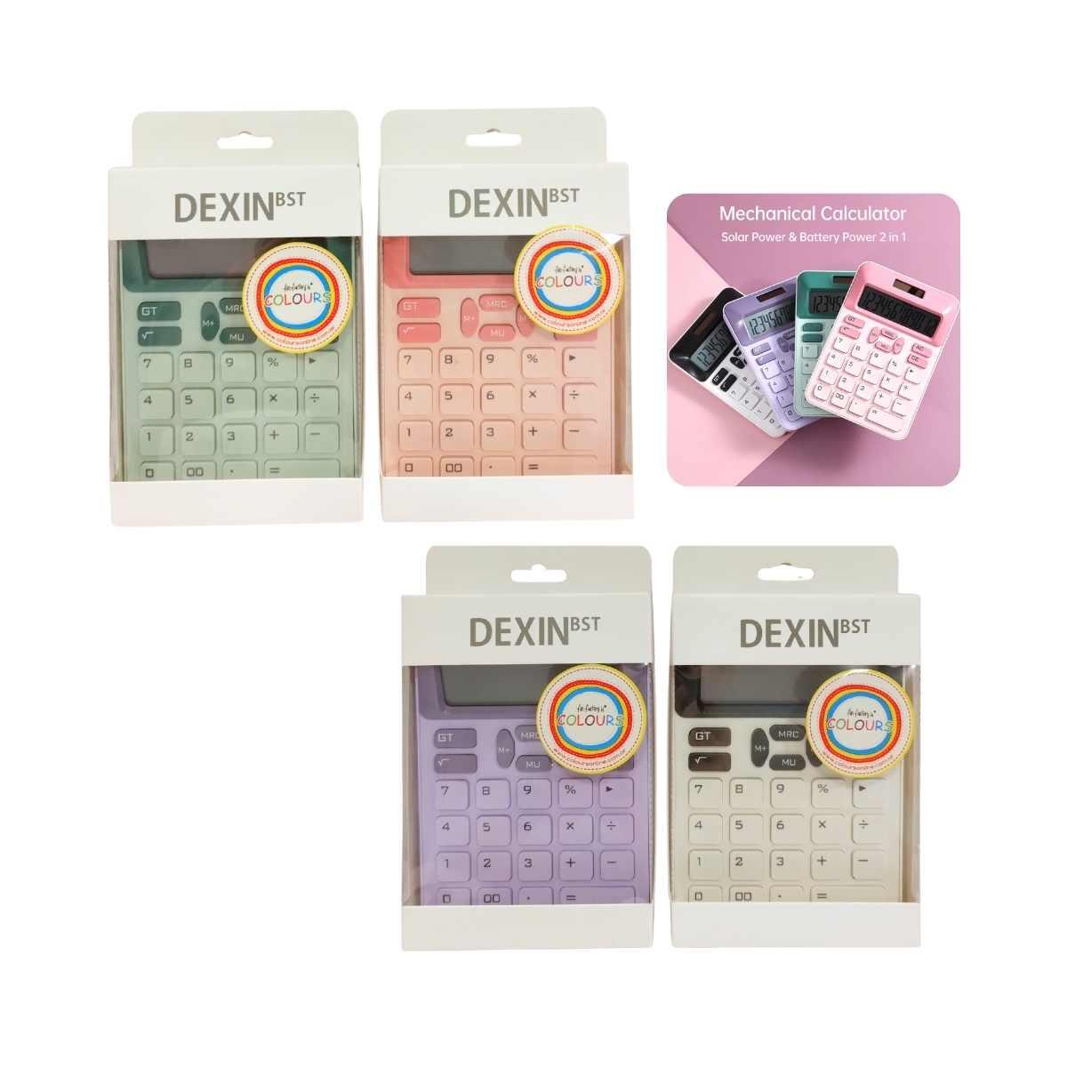 Calculadora solar y pila color pastel Dexin BST - DX-908