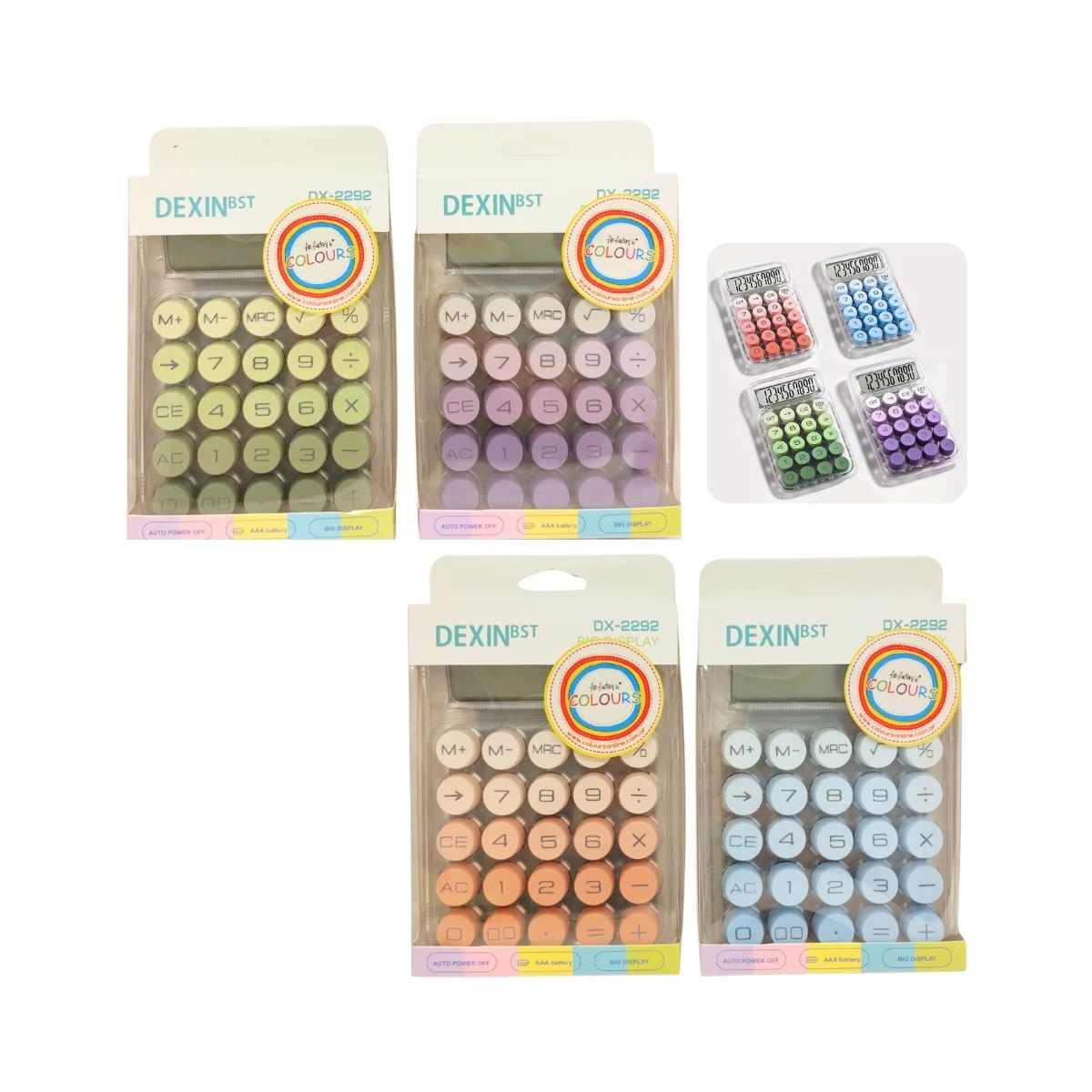 Calculadora color pastel degrade solar y pila Dexin BST - DX-2292