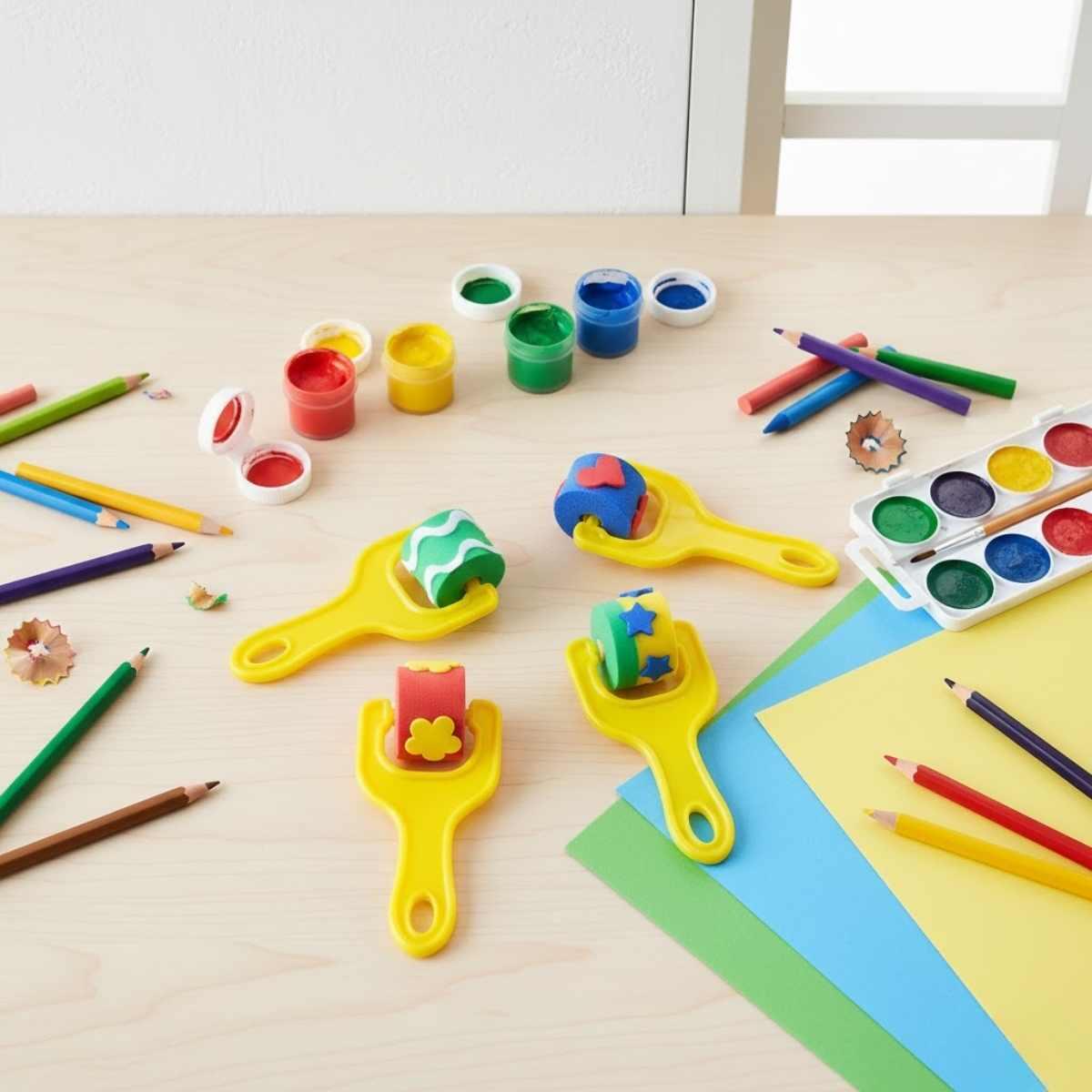 Set Artistico de rodillos Goma Eva  x 4 unidades