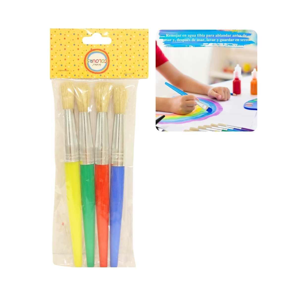 Set pinceles en brocha redondas x 4 unidades