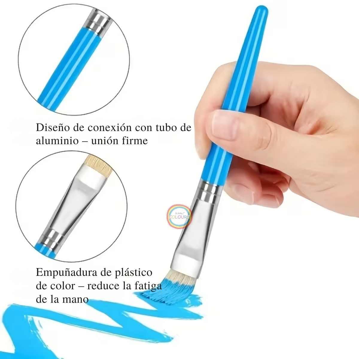 Set pinceles en brocha redondas x 4 unidades