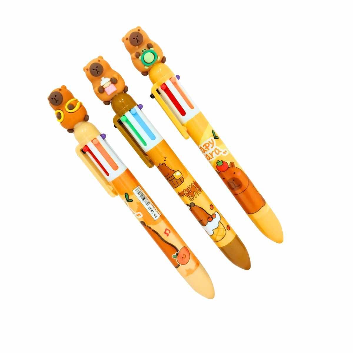 Boligrafo multi x 6 colores Capybara c/clip