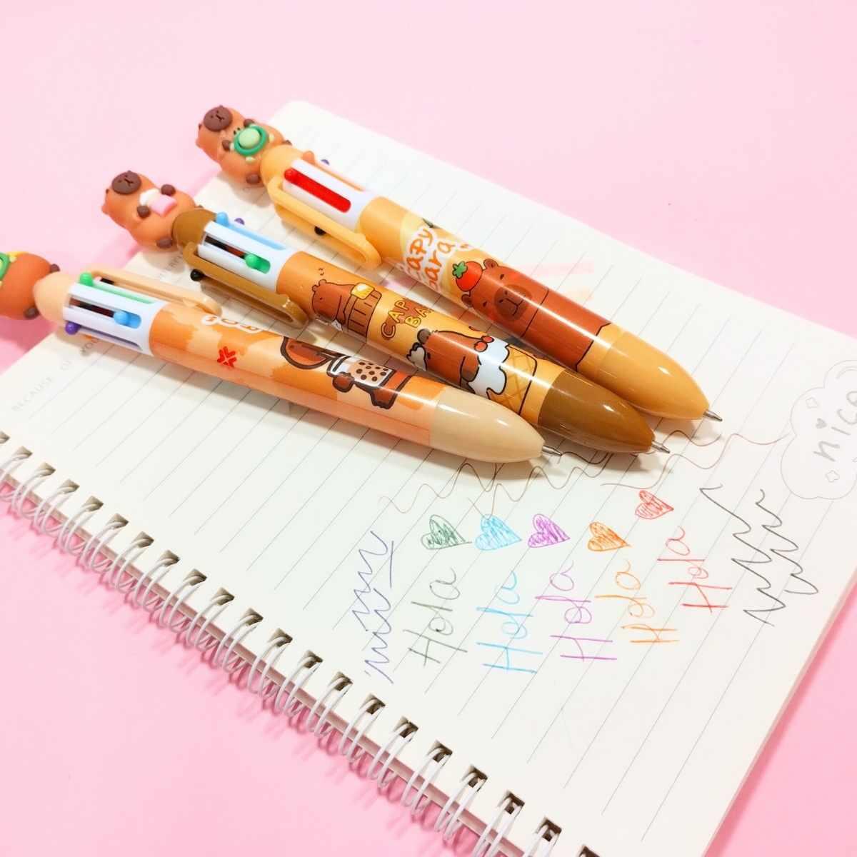 Boligrafo multi x 6 colores Capybara c/clip