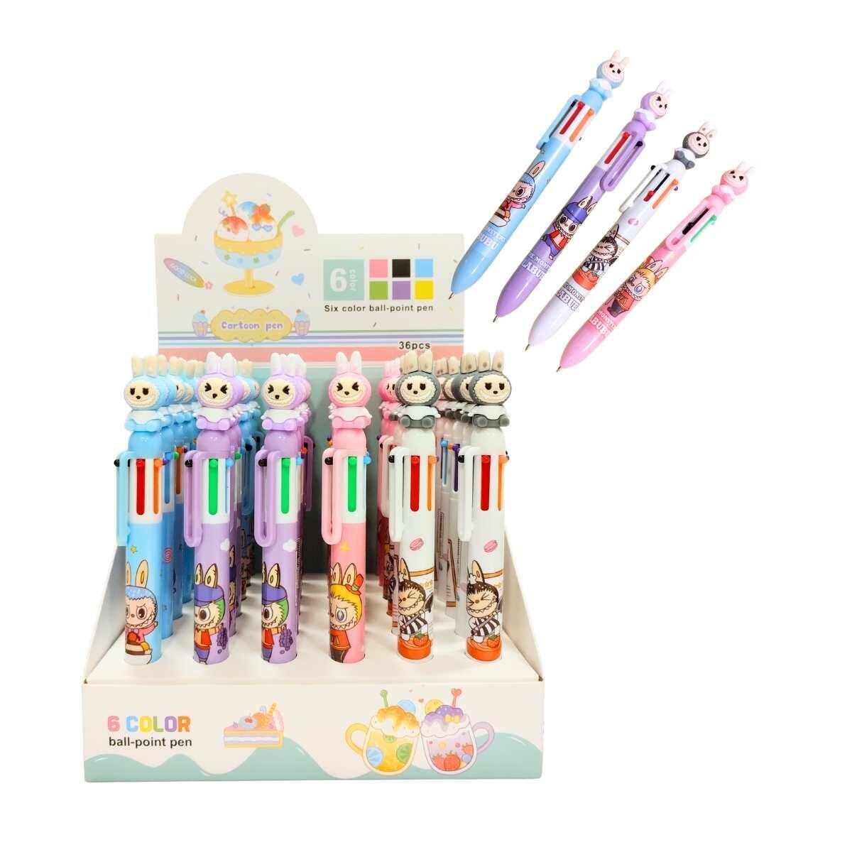 Boligrafo multi x 6 colores - Labubu c/clip