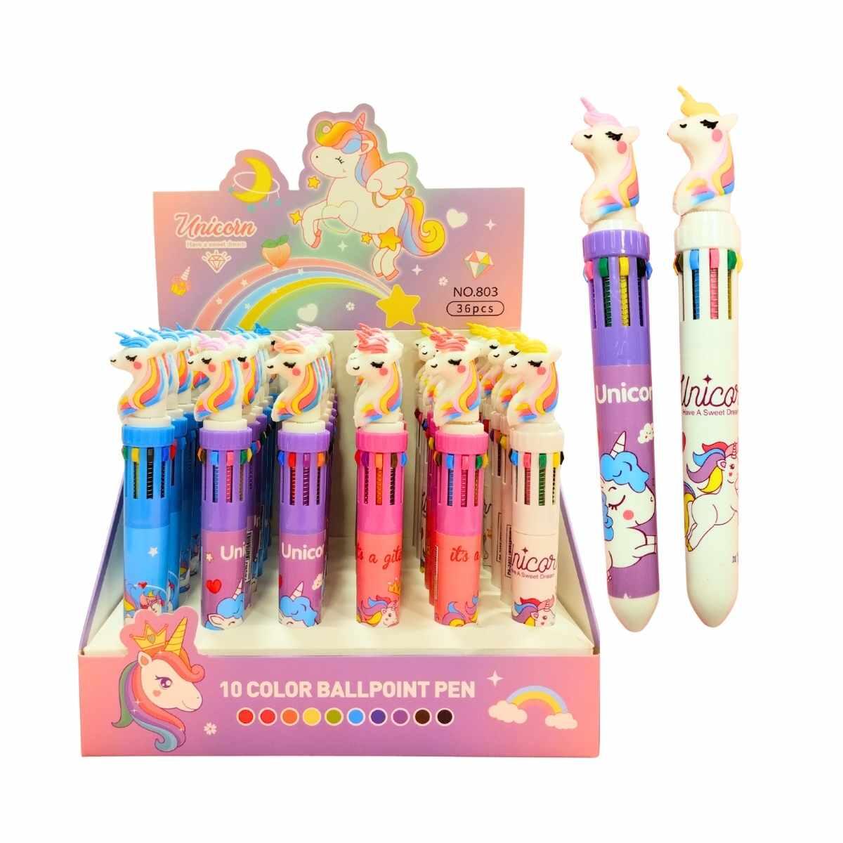 Boligrafo multi x 10 colores Unicornio 