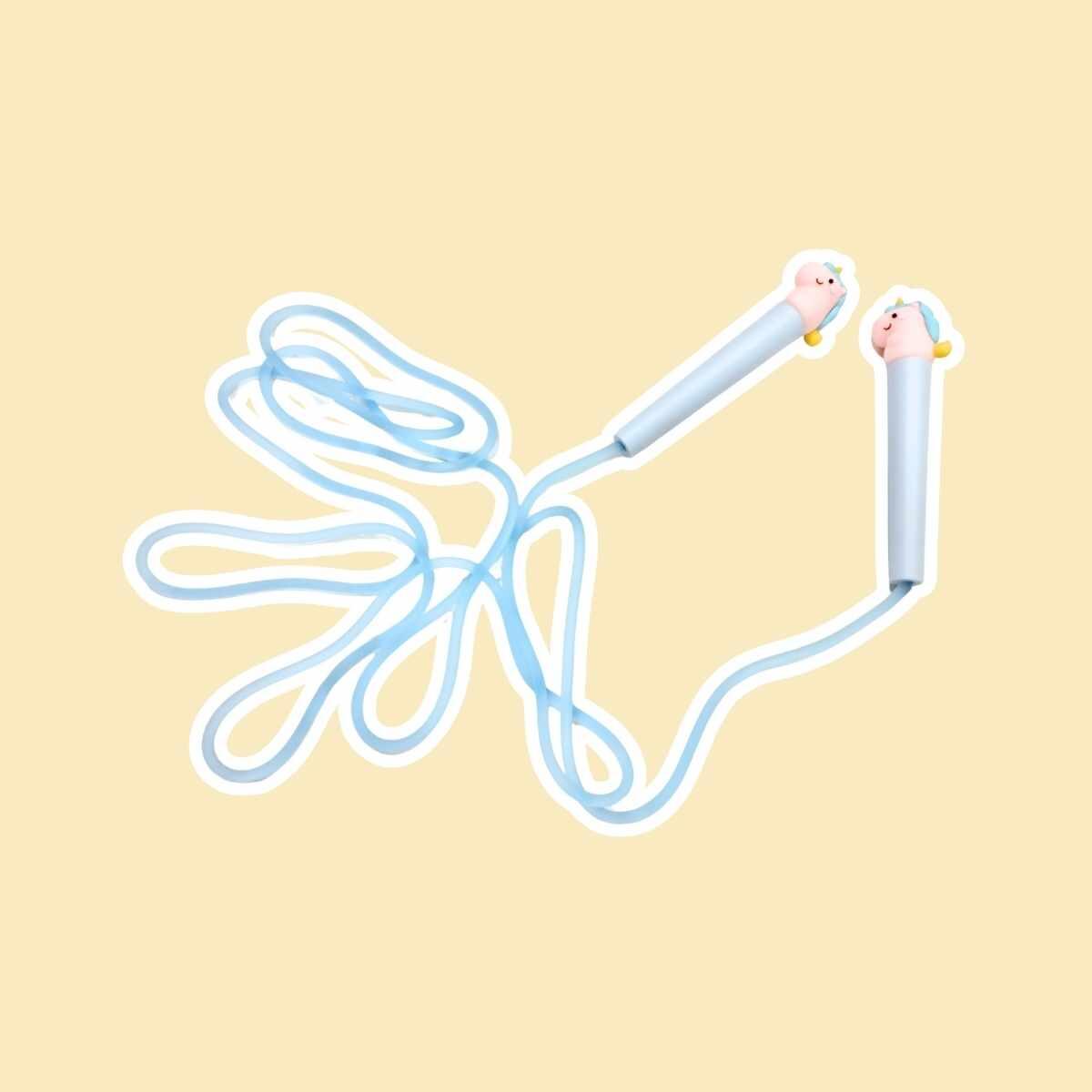 Soga para saltar de goma Unicornio, ajustable en caja PVC - 2.5 metros