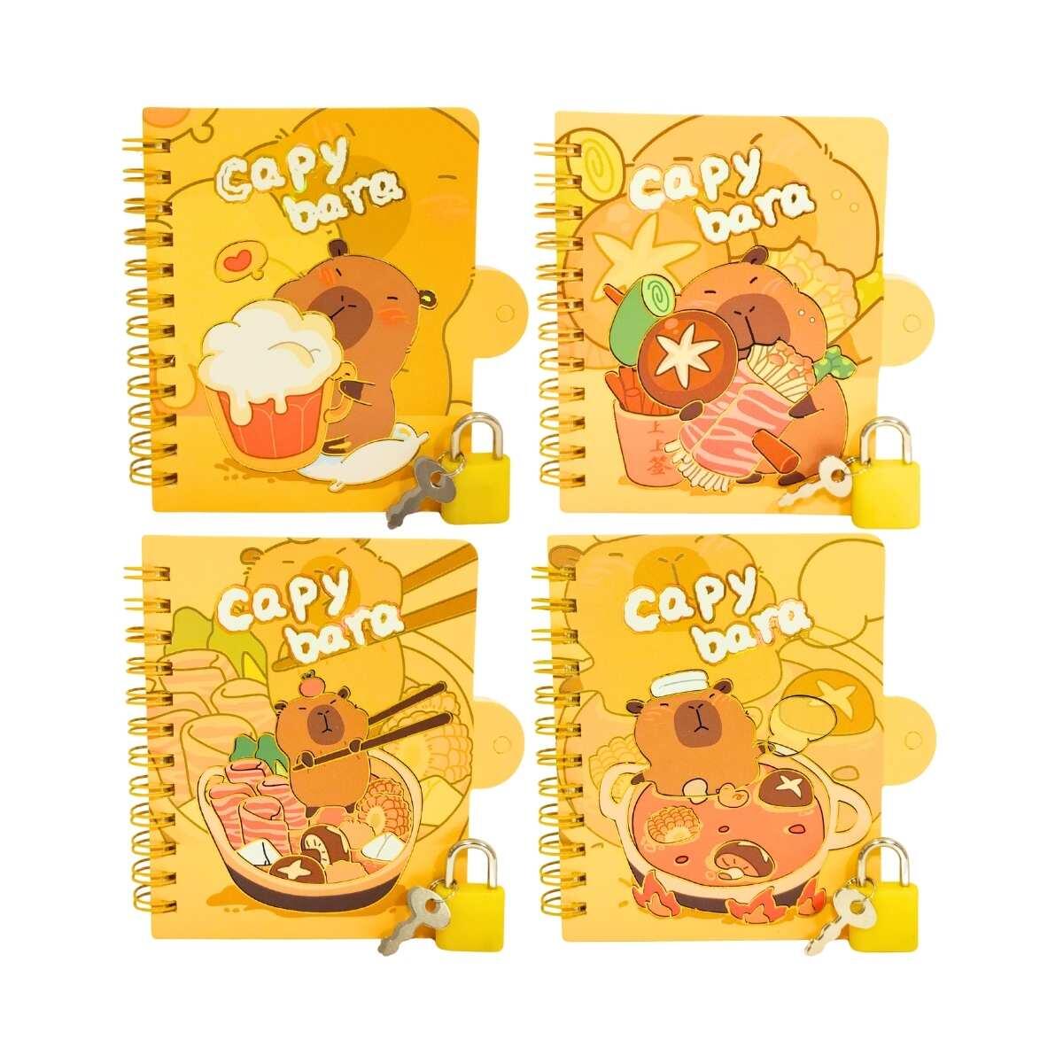 Libreta mini Capybara c/candado - 60 hojas rayadas