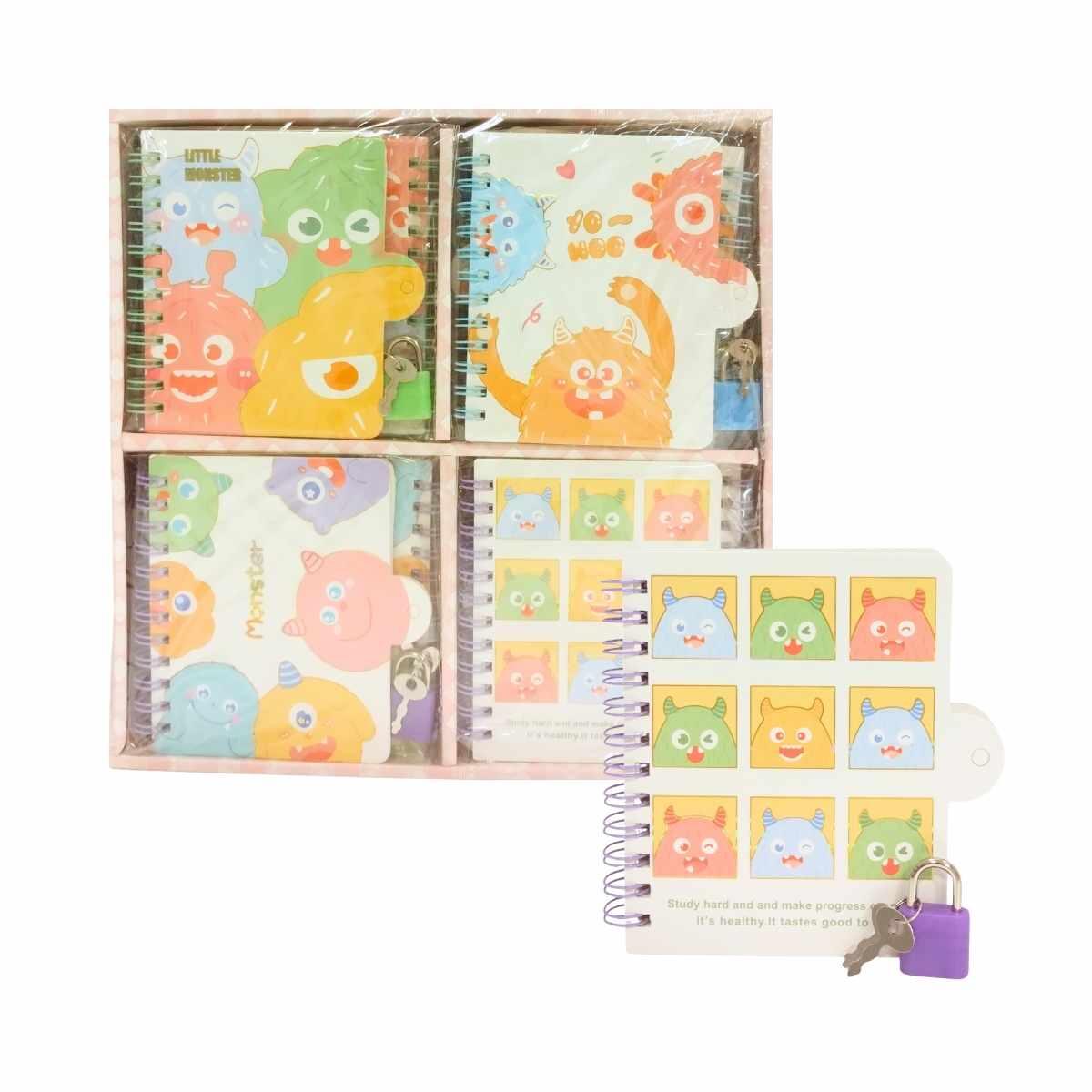 Libreta mini c/candado Monstruos - 60 hojas