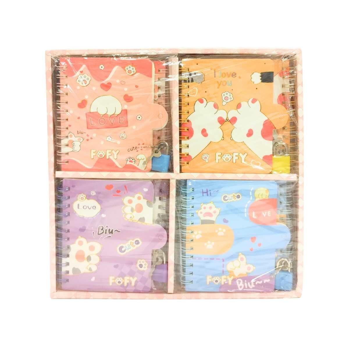 Libreta mini c/candado Huellas - 60 hojas