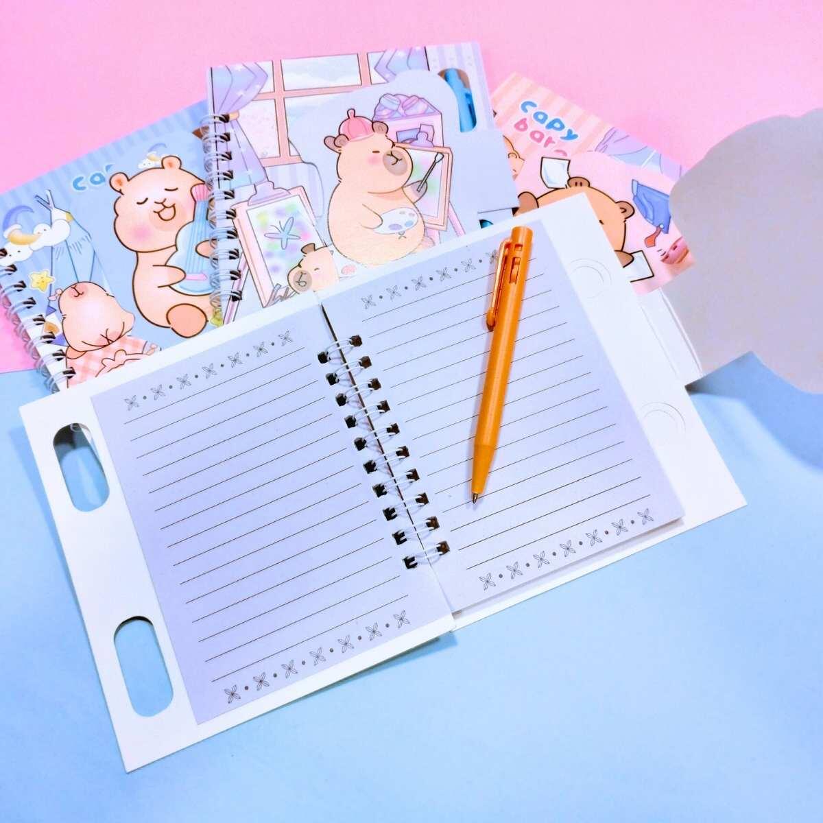 Libreta Capybara espiralada c/boligrafo