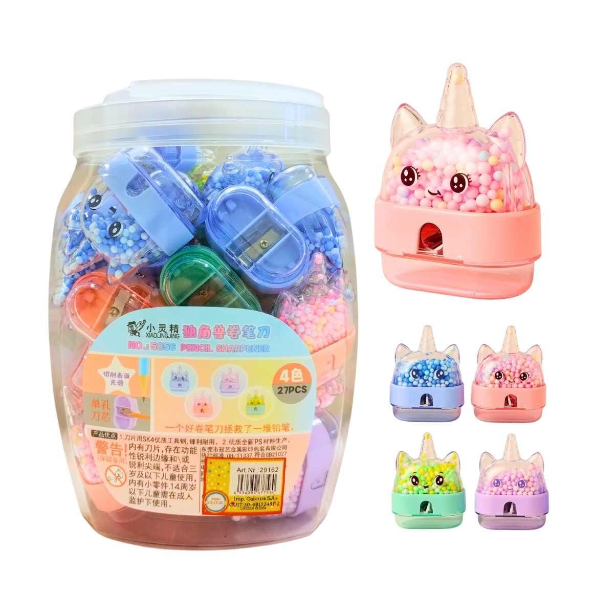 Sacapuntas Unicornio c/crunchy en frasco