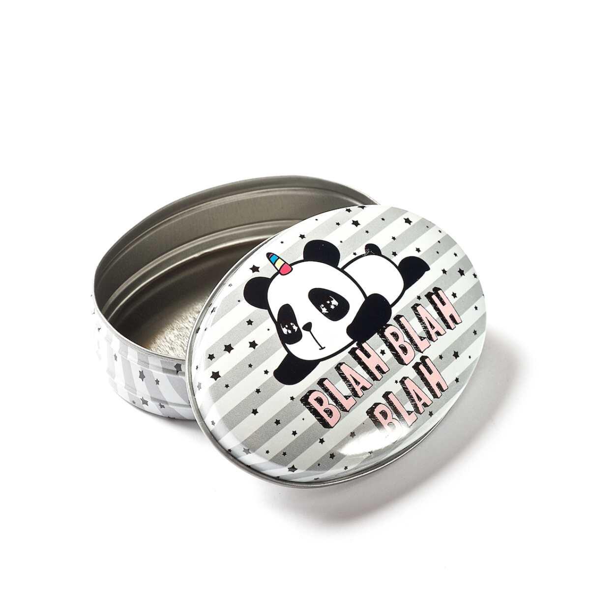 Caja ovalada lata Panda - 8.5x6x3cm
