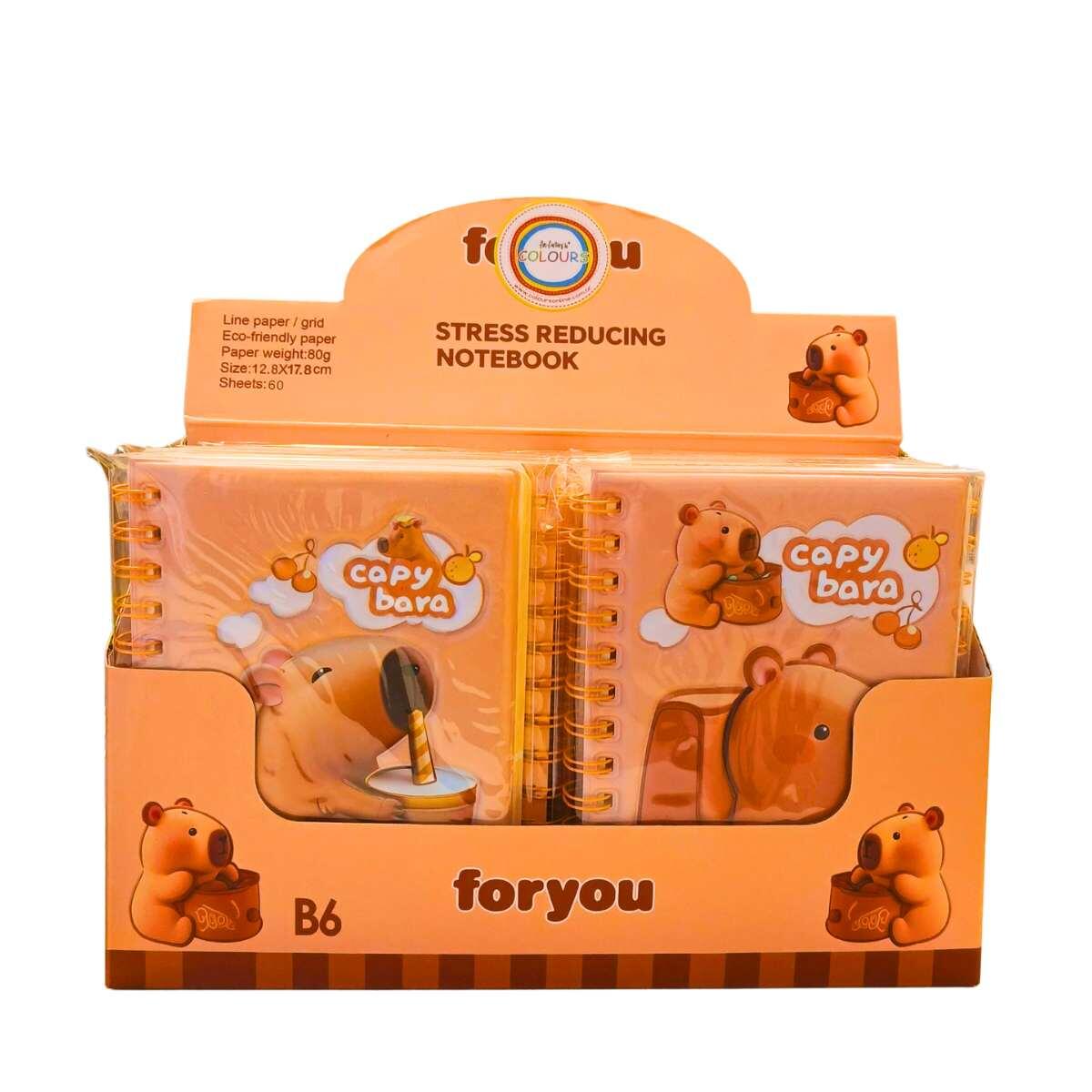 Libreta B6 Capybara 3D c/espiral - 60 hojas rayadas