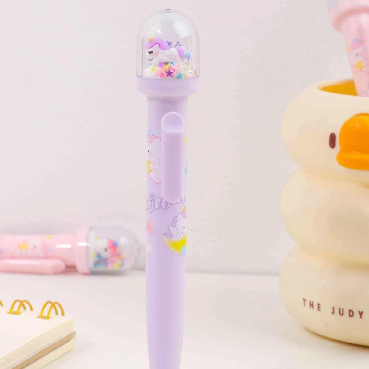 Boligrafo Unicornio c/burbuja y confetti retractil - 0.5 mm