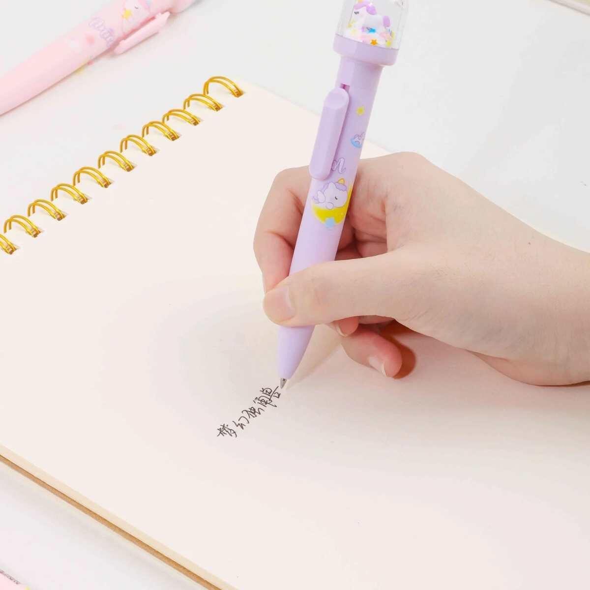 Boligrafo Unicornio c/burbuja y confetti retractil - 0.5 mm