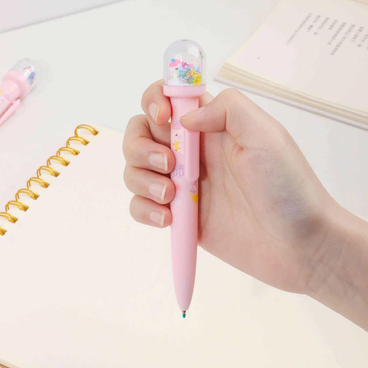 Boligrafo Unicornio c/burbuja y confetti retractil - 0.5 mm