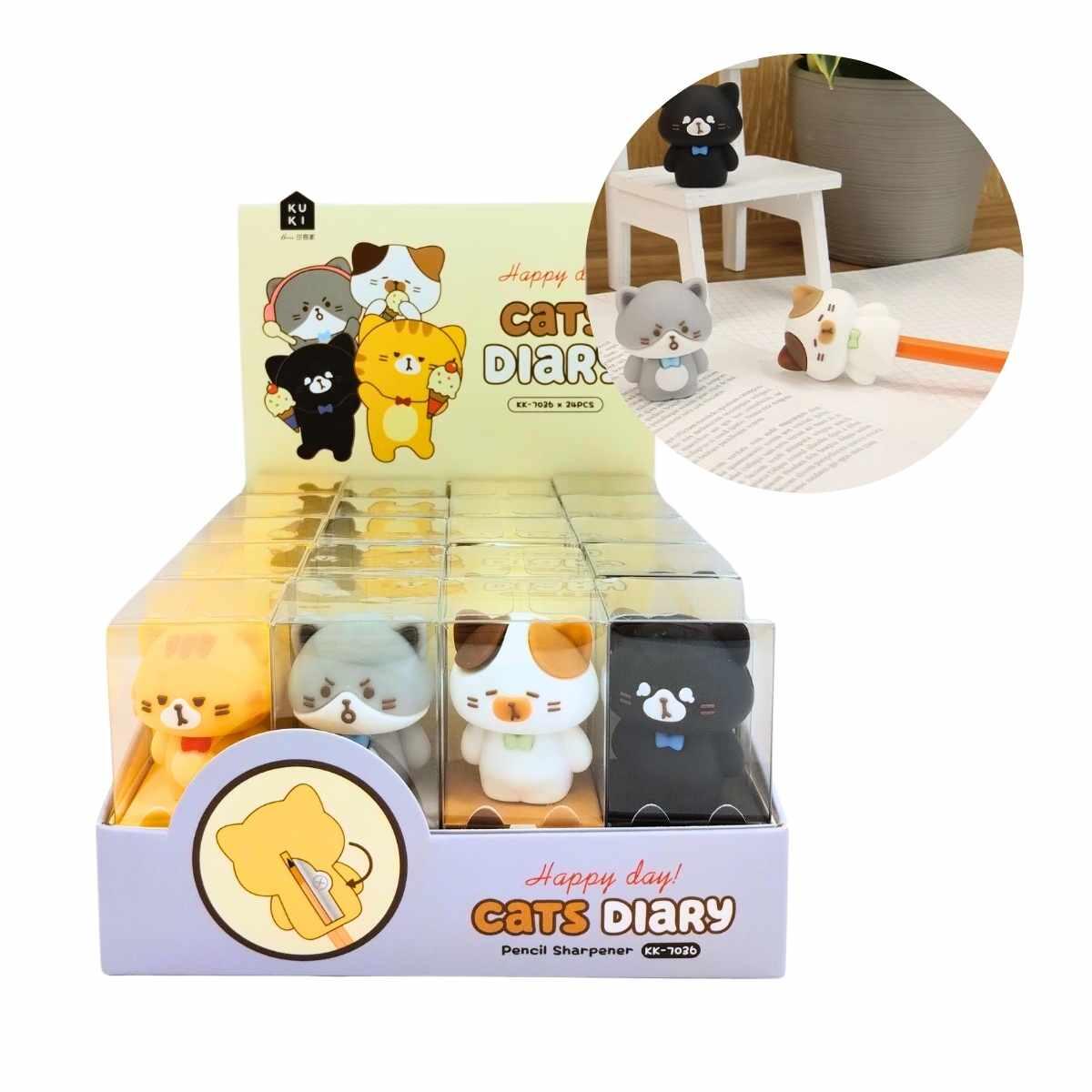 Sacapuntas y goma tinta borrable Gatitos