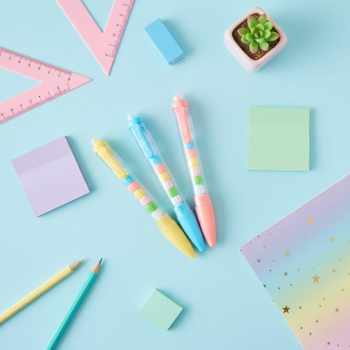 Boligrafo jenga borrable Pastel retractil c/clip Tinta azul - 0.5 mm