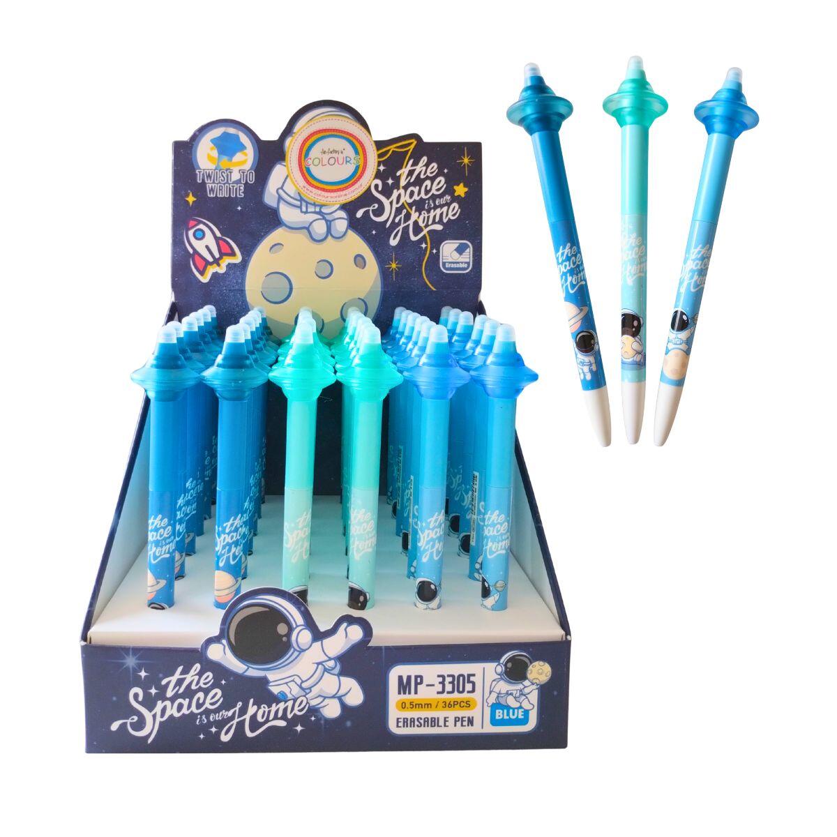 Boligrafo borrable Astronauta retractil c/giro Tinta azul - 0.5 mm